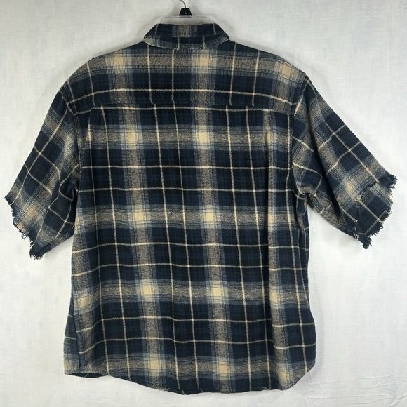 Wolverine Shirt Mens XL Heavyweight Blue Plaid Cut Short‎ Sleeve Raw Button Up - Picture 6 of 14